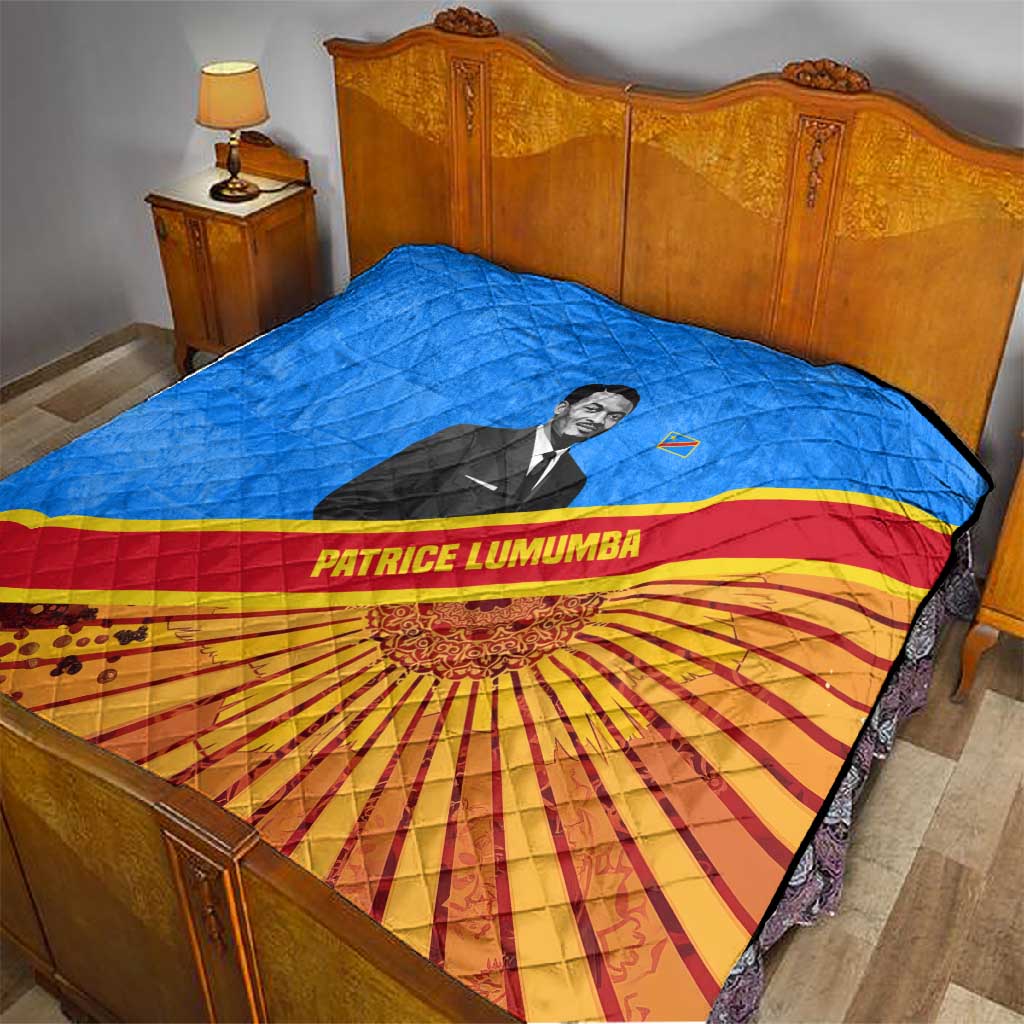 Patrice Lumumba Quilt with Congolese Flag Colors and African History Quote - African Pride