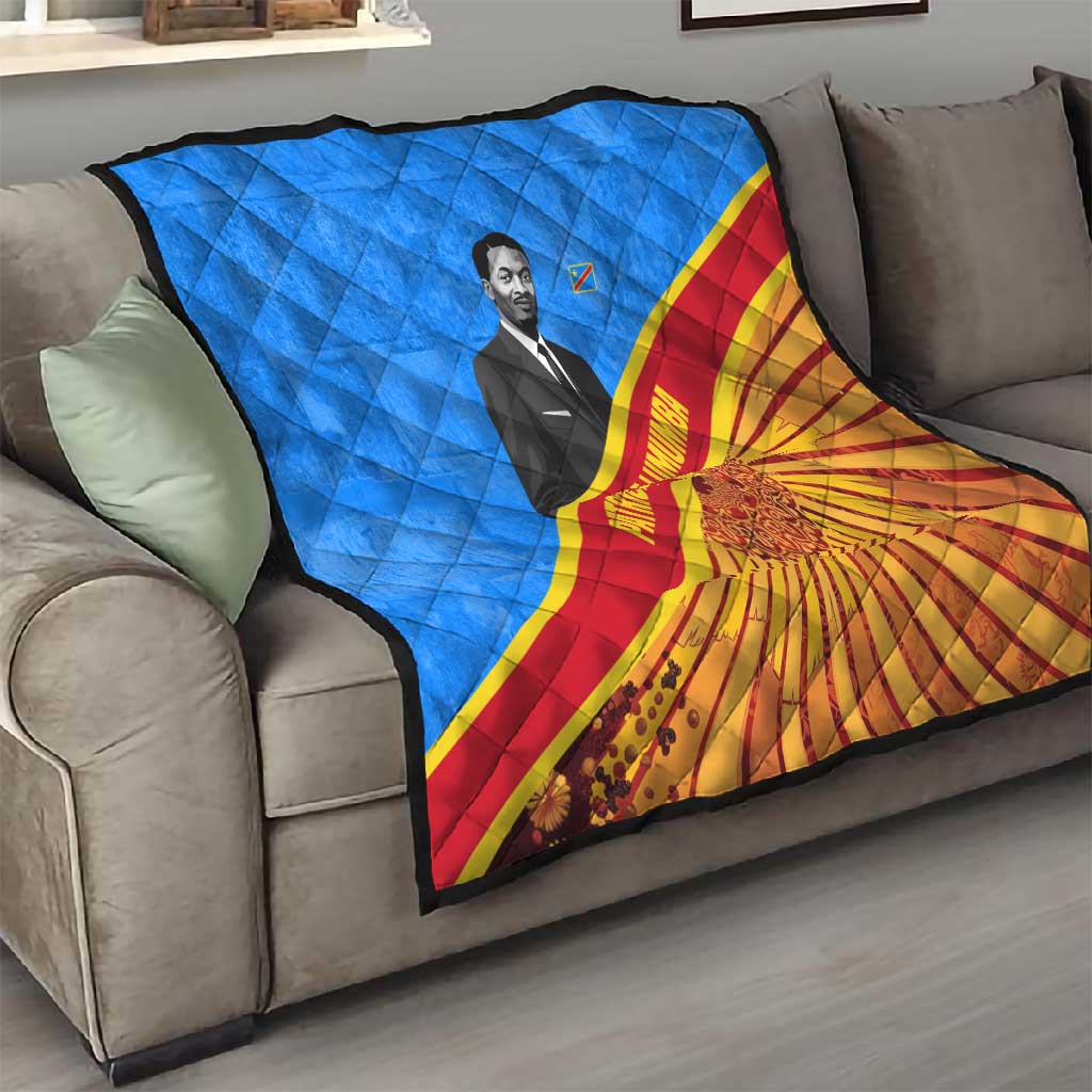 Patrice Lumumba Quilt with Congolese Flag Colors and African History Quote - African Pride
