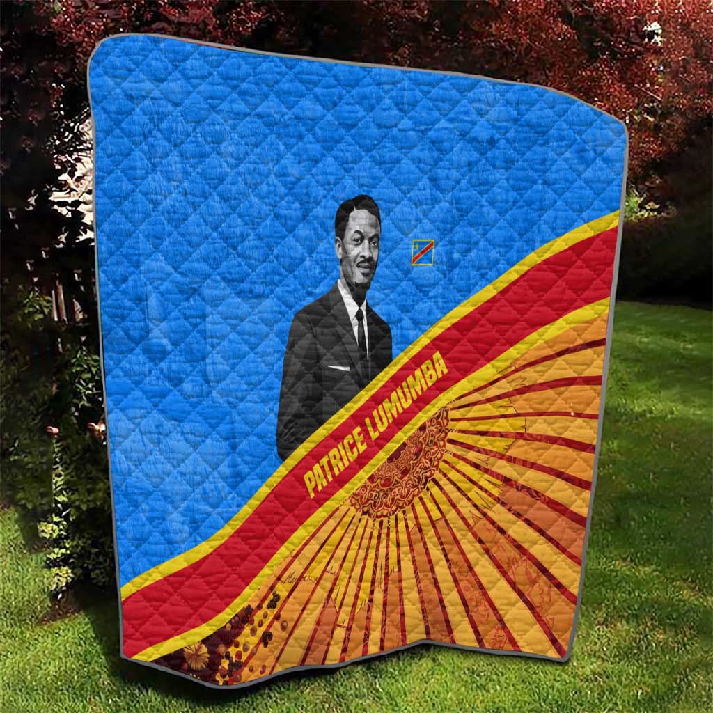 Patrice Lumumba Quilt with Congolese Flag Colors and African History Quote - African Pride