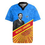 Patrice Lumumba Rugby Jersey with Congolese Flag Colors and African History Quote - African Pride