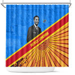 Patrice Lumumba Shower Curtain with Congolese Flag Colors and African History Quote - African Pride
