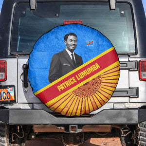 Patrice Lumumba Spare Tire Cover with Congolese Flag Colors and African History Quote - African Pride