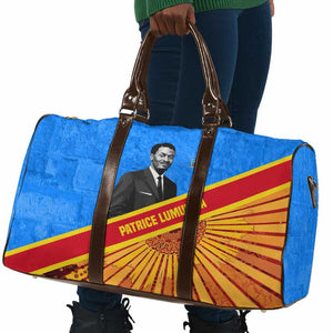 Patrice Lumumba Travel Bag with Congolese Flag Colors and African History Quote - African Pride