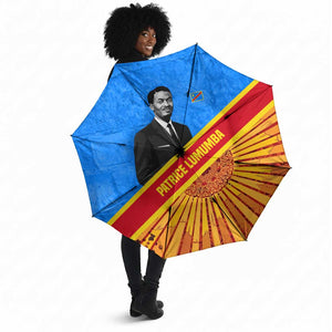 Patrice Lumumba Umbrella with Congolese Flag Colors and African History Quote - African Pride