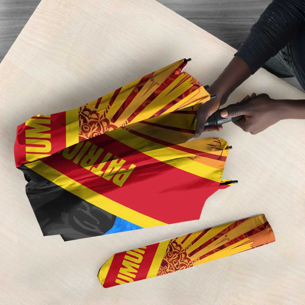 Patrice Lumumba Umbrella with Congolese Flag Colors and African History Quote - African Pride