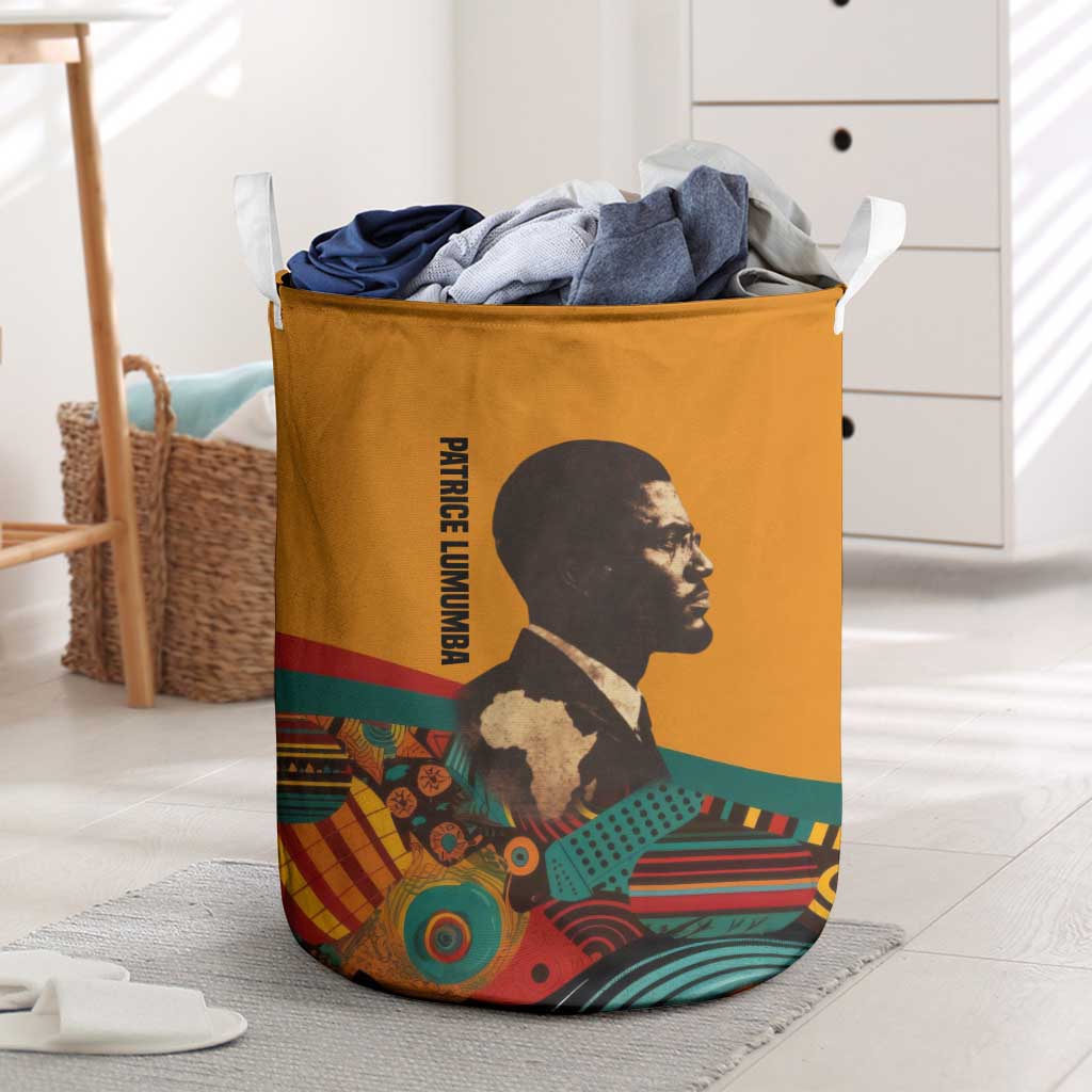 Patrice Lumumba Laundry Basket with Profile Portrait and Bold Africa Will Rise Statement - African Pride