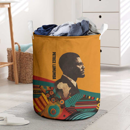 Patrice Lumumba Laundry Basket with Profile Portrait and Bold Africa Will Rise Statement - African Pride