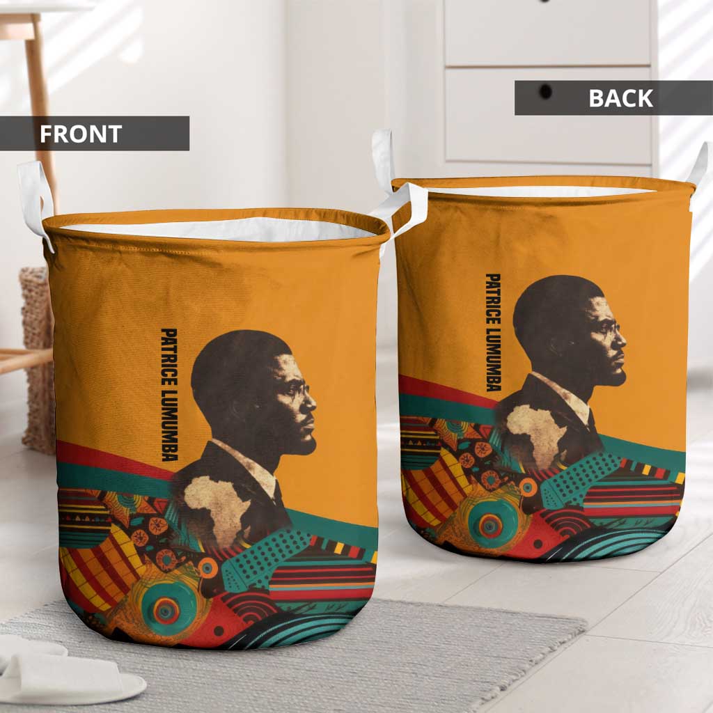 Patrice Lumumba Laundry Basket with Profile Portrait and Bold Africa Will Rise Statement - African Pride