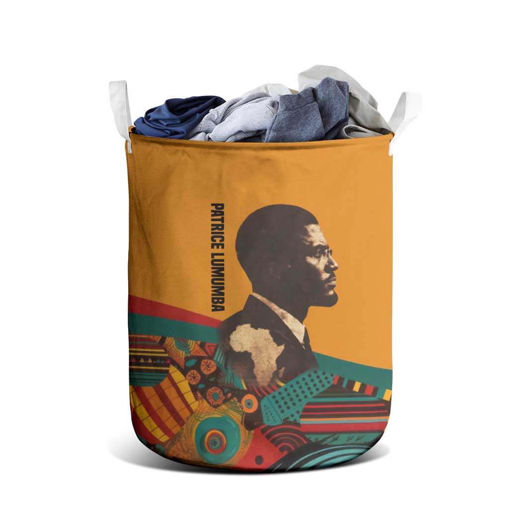 Patrice Lumumba Laundry Basket with Profile Portrait and Bold Africa Will Rise Statement - African Pride