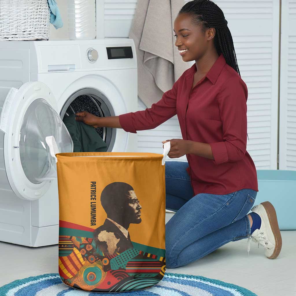 Patrice Lumumba Laundry Basket with Profile Portrait and Bold Africa Will Rise Statement - African Pride