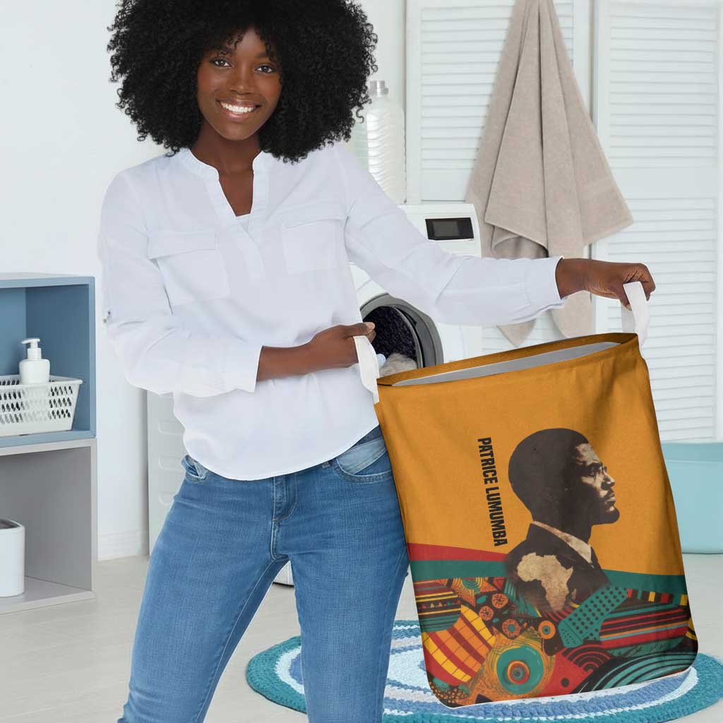 Patrice Lumumba Laundry Basket with Profile Portrait and Bold Africa Will Rise Statement - African Pride