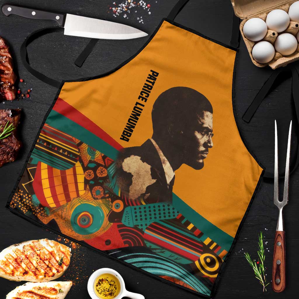 Patrice Lumumba Apron with Profile Portrait and Bold Africa Will Rise Statement - African Pride