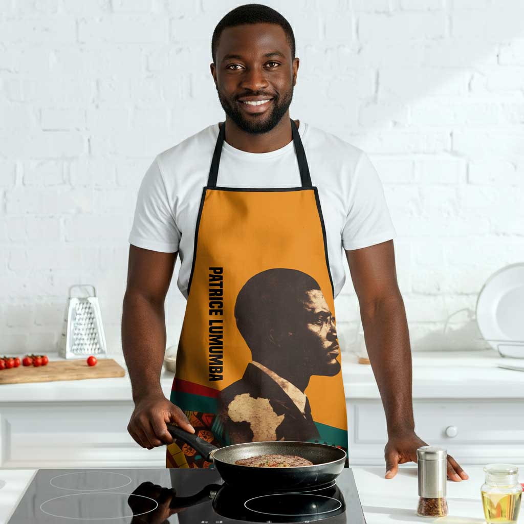 Patrice Lumumba Apron with Profile Portrait and Bold Africa Will Rise Statement - African Pride