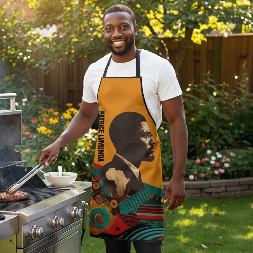 Patrice Lumumba Apron with Profile Portrait and Bold Africa Will Rise Statement - African Pride