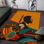 Patrice Lumumba Area Rug with Profile Portrait and Bold Africa Will Rise Statement - African Pride