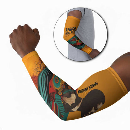 Patrice Lumumba Arm Sleeves with Profile Portrait and Bold Africa Will Rise Statement - African Pride