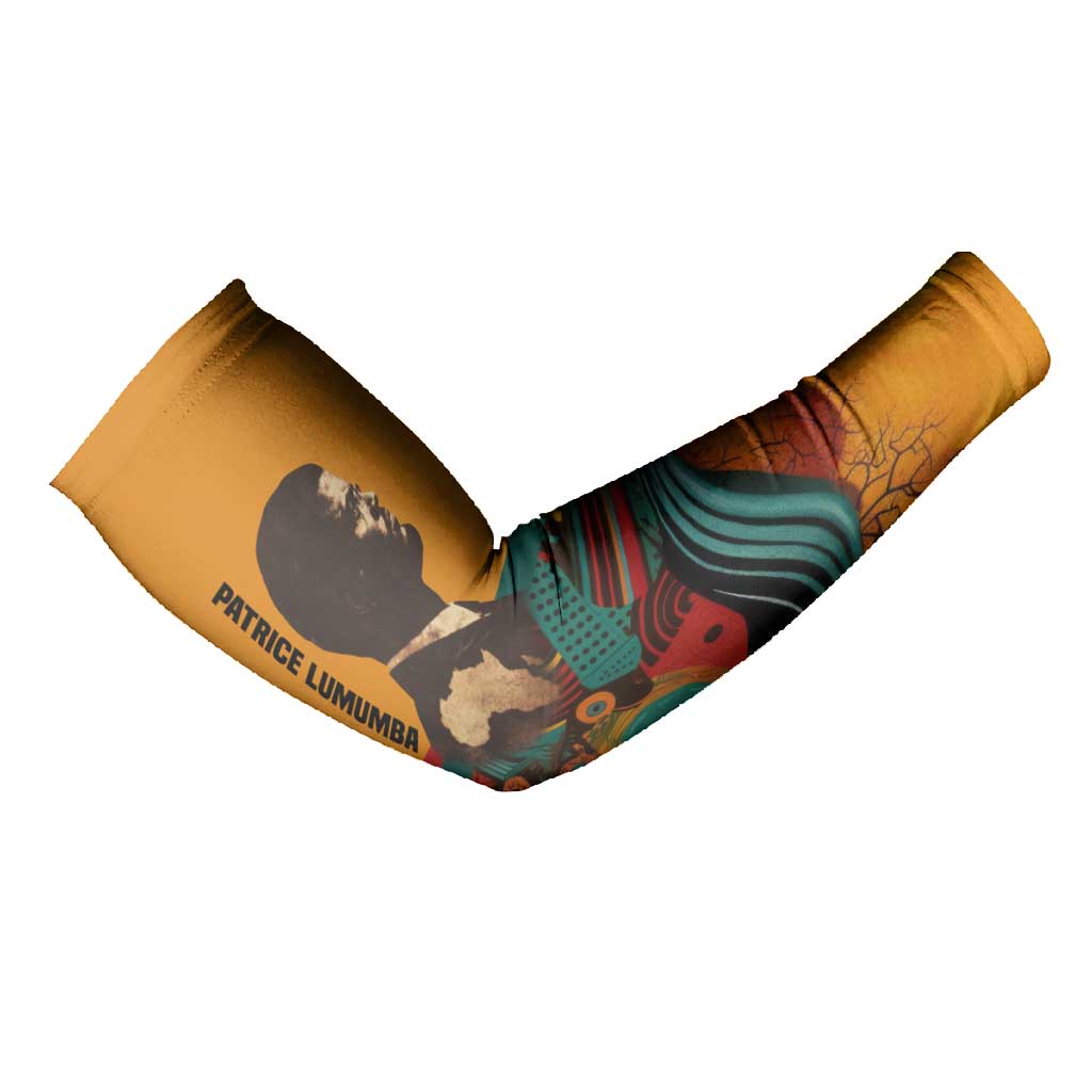 Patrice Lumumba Arm Sleeves with Profile Portrait and Bold Africa Will Rise Statement - African Pride