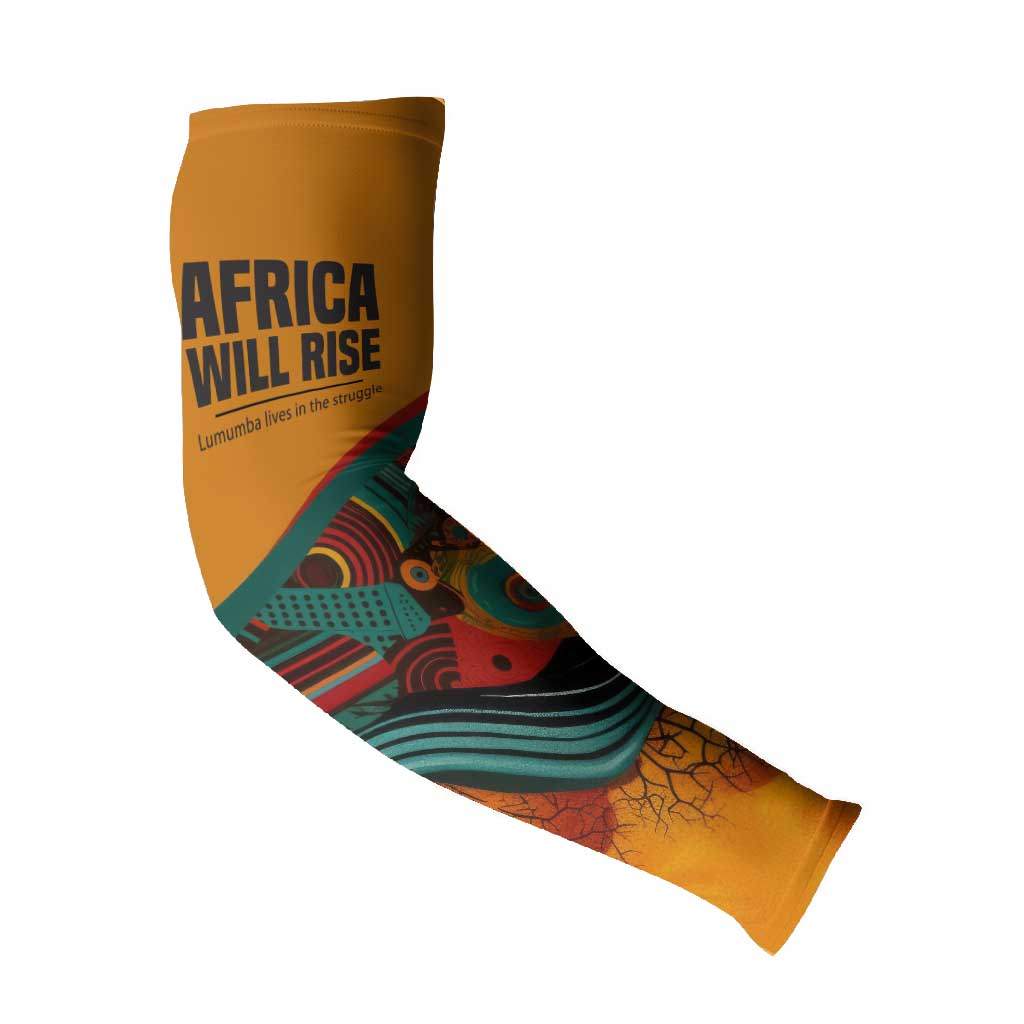 Patrice Lumumba Arm Sleeves with Profile Portrait and Bold Africa Will Rise Statement - African Pride
