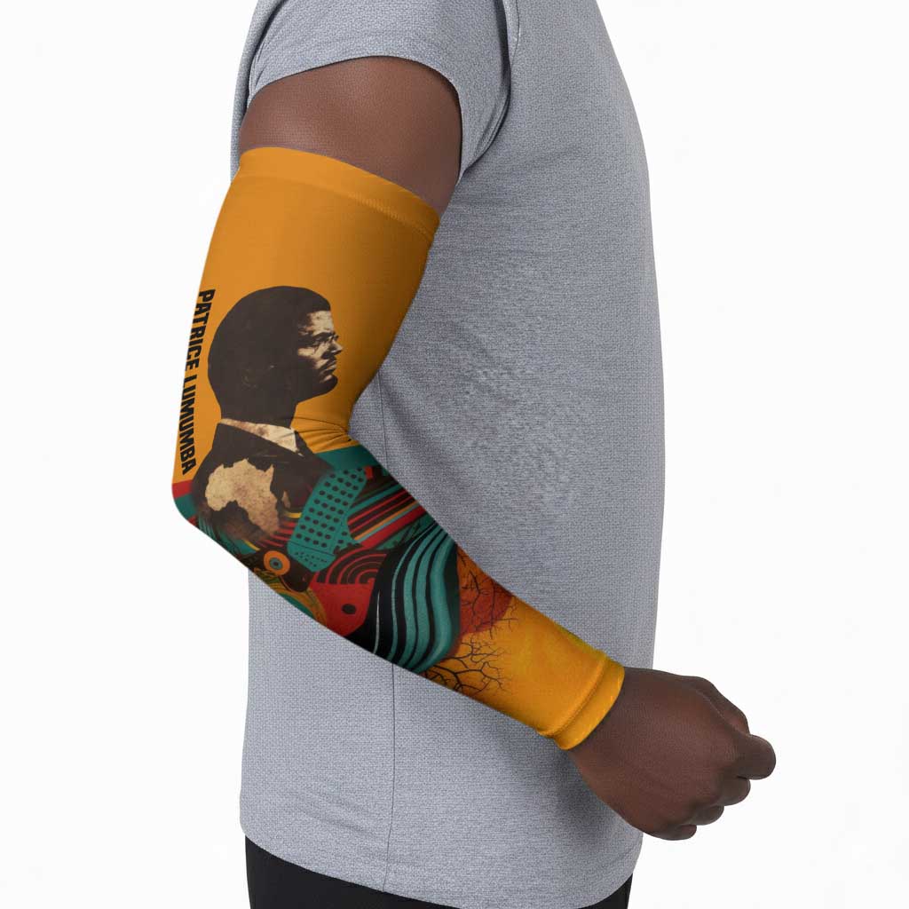 Patrice Lumumba Arm Sleeves with Profile Portrait and Bold Africa Will Rise Statement - African Pride