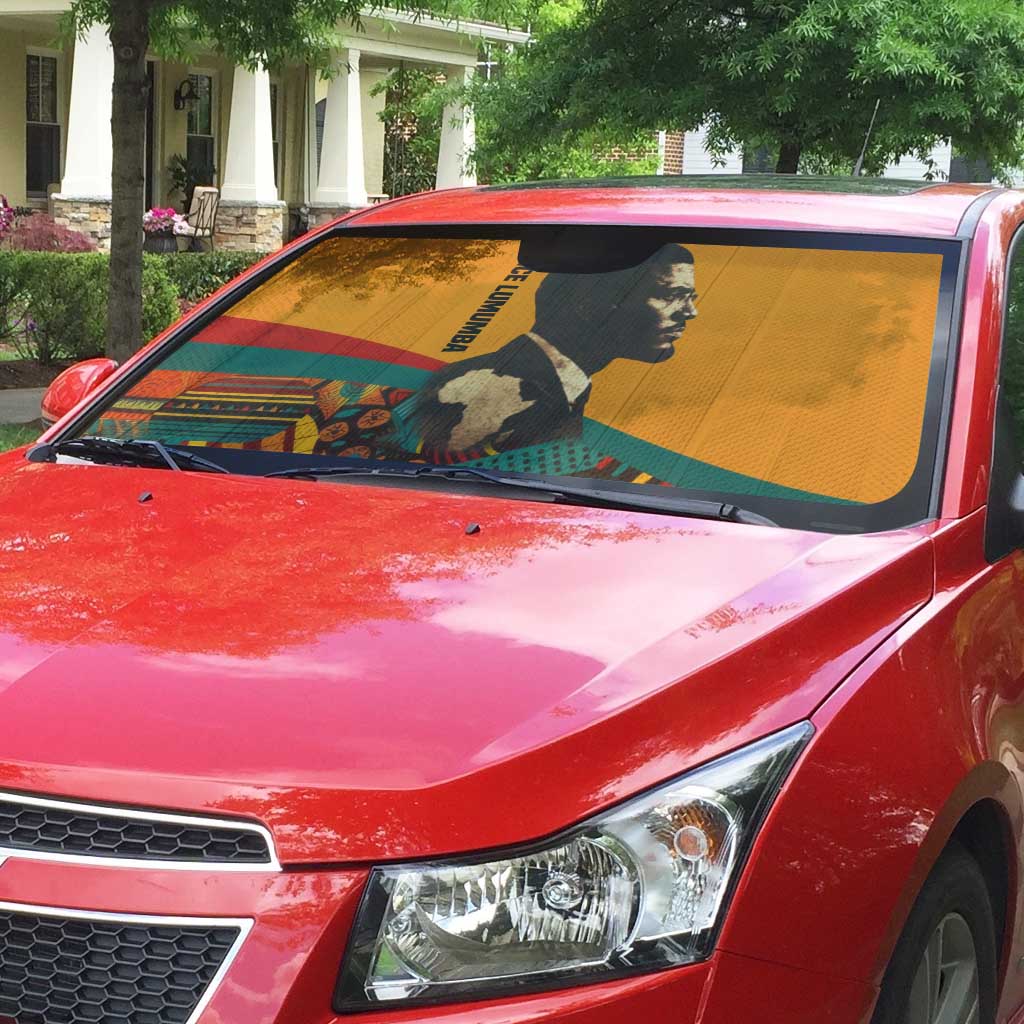 Patrice Lumumba Auto Sun Shade with Profile Portrait and Bold Africa Will Rise Statement - African Pride