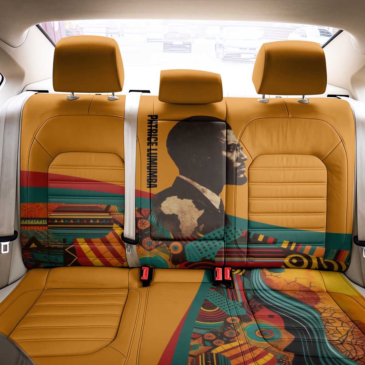 Patrice Lumumba Back Car Seat Cover with Profile Portrait and Bold Africa Will Rise Statement - African Pride