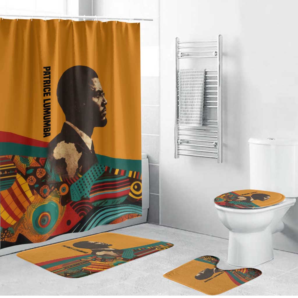 Patrice Lumumba Bathroom Set with Profile Portrait and Bold Africa Will Rise Statement - African Pride