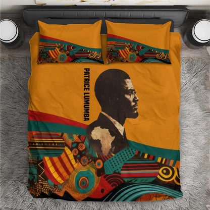 Patrice Lumumba Bedding Set with Profile Portrait and Bold Africa Will Rise Statement - African Pride