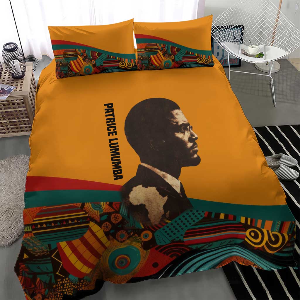 Patrice Lumumba Bedding Set with Profile Portrait and Bold Africa Will Rise Statement - African Pride