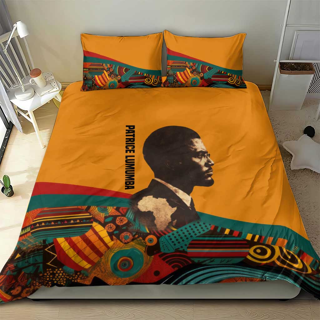 Patrice Lumumba Bedding Set with Profile Portrait and Bold Africa Will Rise Statement - African Pride
