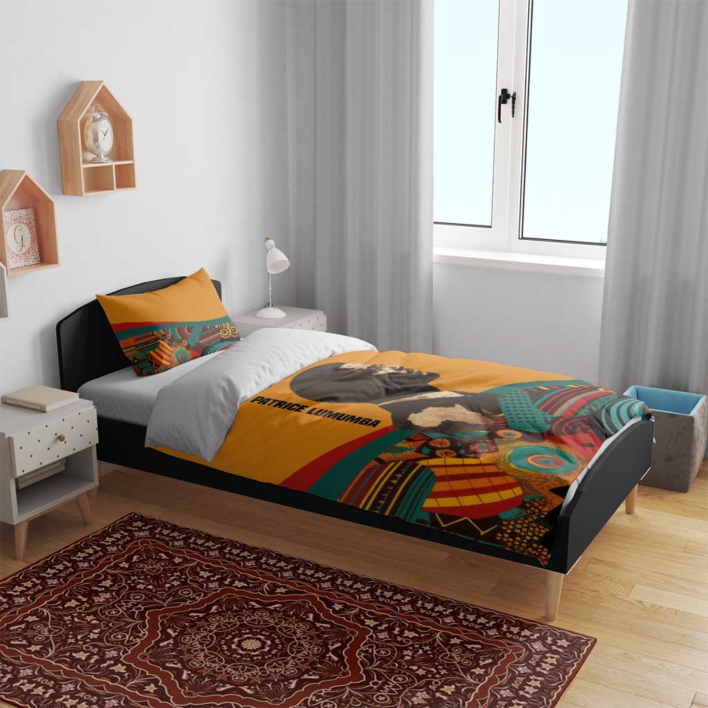 Patrice Lumumba Bedding Set with Profile Portrait and Bold Africa Will Rise Statement - African Pride