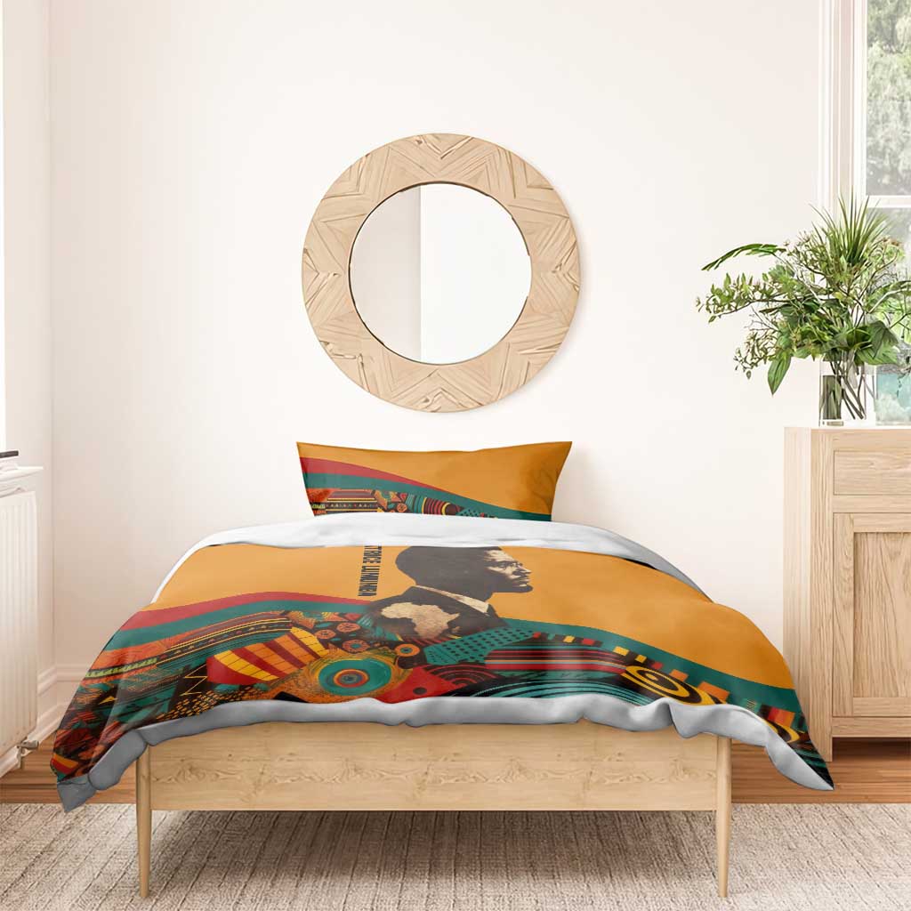 Patrice Lumumba Bedding Set with Profile Portrait and Bold Africa Will Rise Statement - African Pride