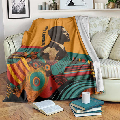 Patrice Lumumba Blanket with Profile Portrait and Bold Africa Will Rise Statement - African Pride
