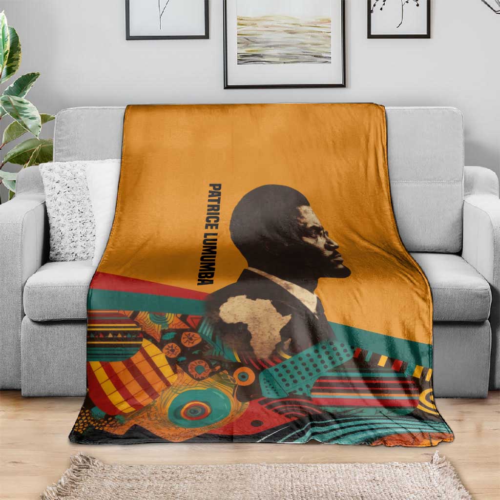 Patrice Lumumba Blanket with Profile Portrait and Bold Africa Will Rise Statement - African Pride