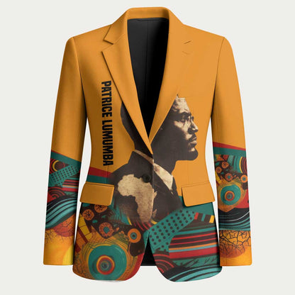 Patrice Lumumba Blazer with Profile Portrait and Bold Africa Will Rise Statement - African Pride