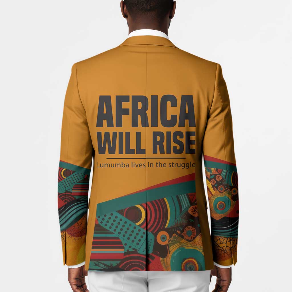 Patrice Lumumba Blazer with Profile Portrait and Bold Africa Will Rise Statement - African Pride