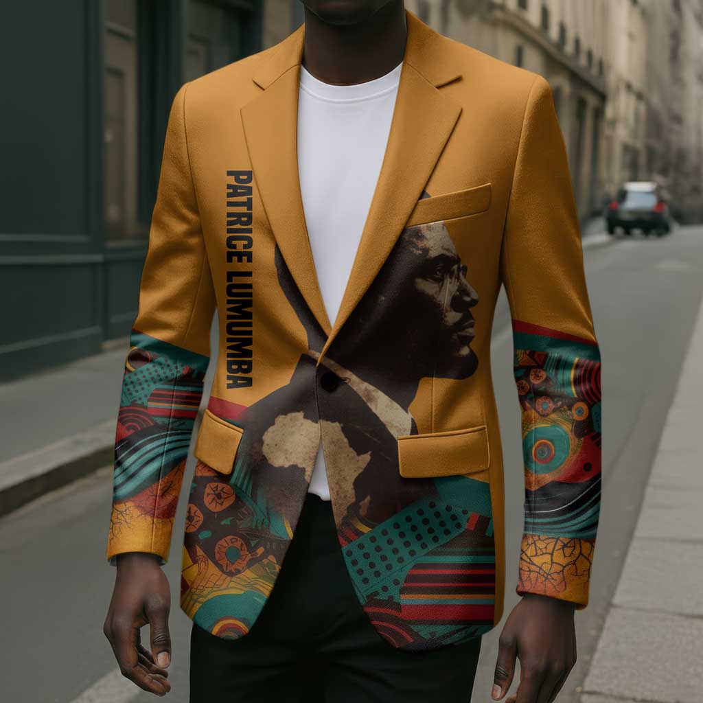 Patrice Lumumba Blazer with Profile Portrait and Bold Africa Will Rise Statement - African Pride