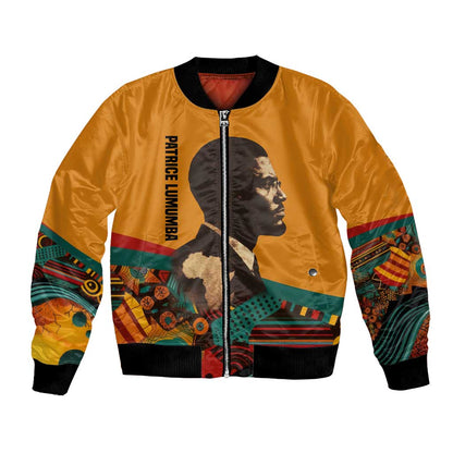 Patrice Lumumba Bomber Jacket with Profile Portrait and Bold Africa Will Rise Statement - African Pride