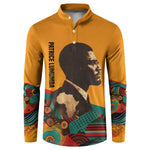 Patrice Lumumba Button Sweatshirt with Profile Portrait and Bold Africa Will Rise Statement