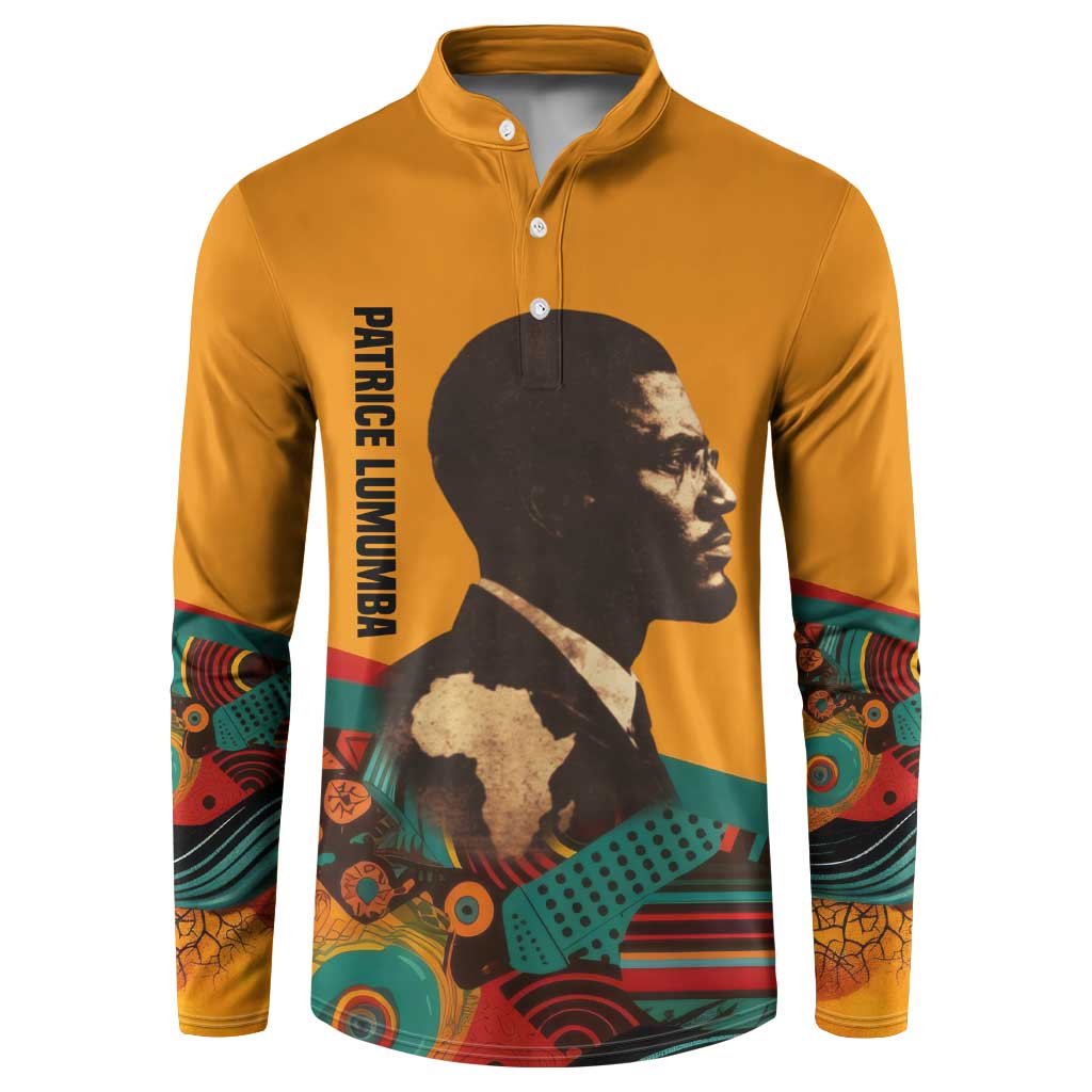 Patrice Lumumba Button Sweatshirt with Profile Portrait and Bold Africa Will Rise Statement