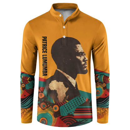 Patrice Lumumba Button Sweatshirt with Profile Portrait and Bold Africa Will Rise Statement