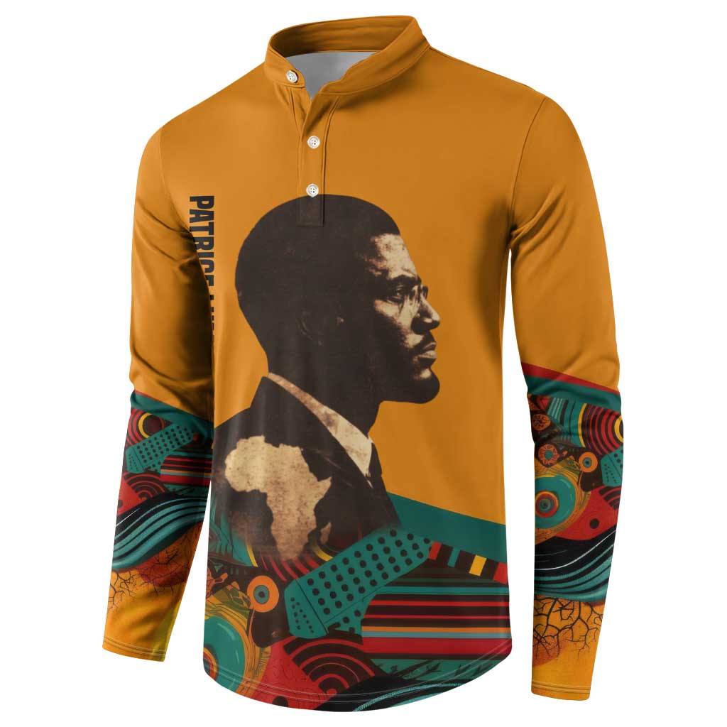 Patrice Lumumba Button Sweatshirt with Profile Portrait and Bold Africa Will Rise Statement