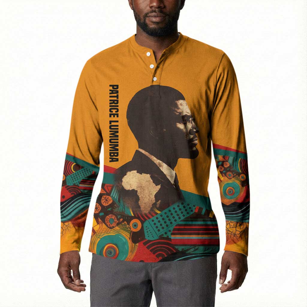 Patrice Lumumba Button Sweatshirt with Profile Portrait and Bold Africa Will Rise Statement