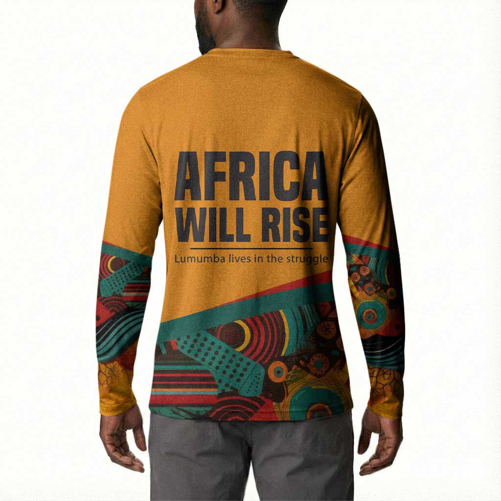 Patrice Lumumba Button Sweatshirt with Profile Portrait and Bold Africa Will Rise Statement