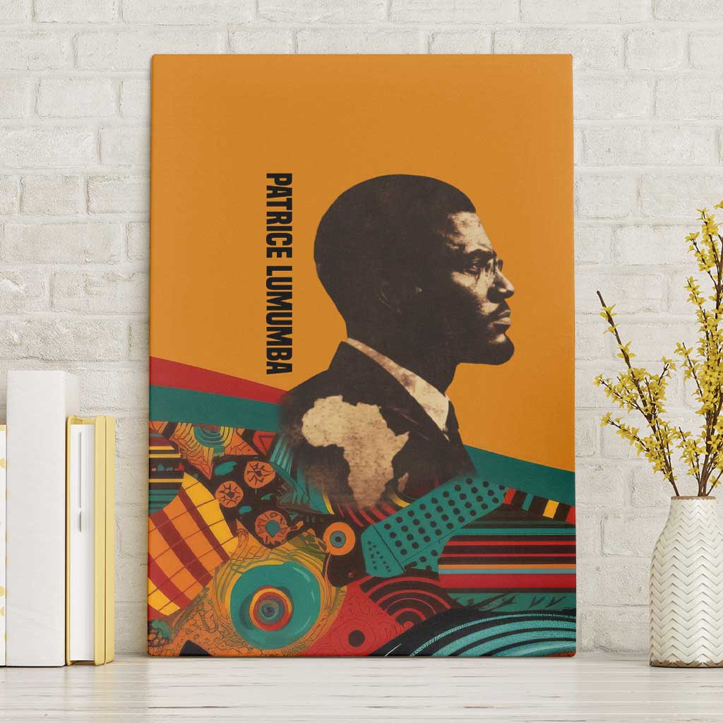Patrice Lumumba Canvas Wall Art with Profile Portrait and Bold Africa Will Rise Statement - African Pride
