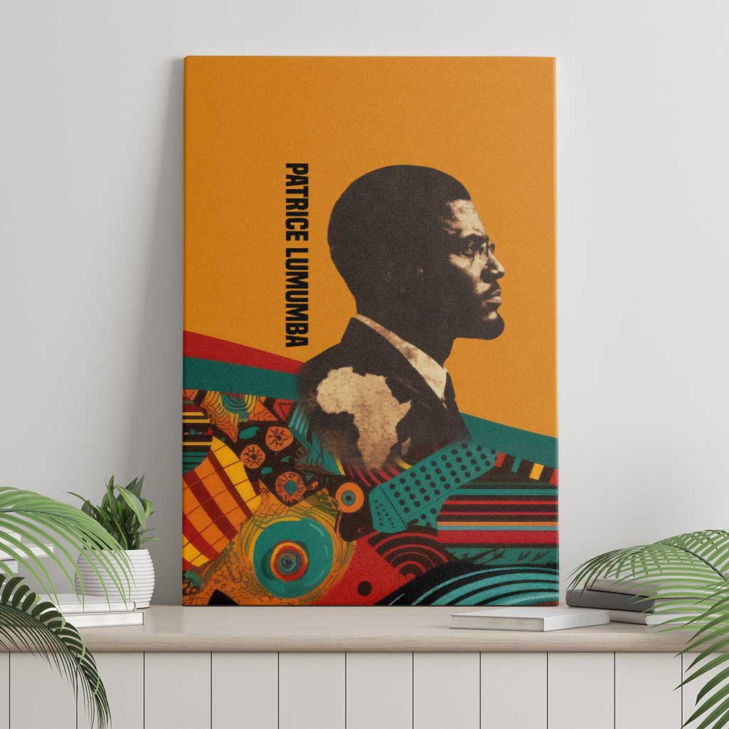 Patrice Lumumba Canvas Wall Art with Profile Portrait and Bold Africa Will Rise Statement - African Pride