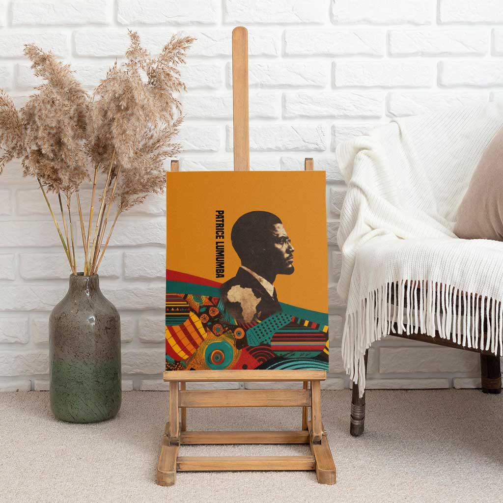 Patrice Lumumba Canvas Wall Art with Profile Portrait and Bold Africa Will Rise Statement - African Pride