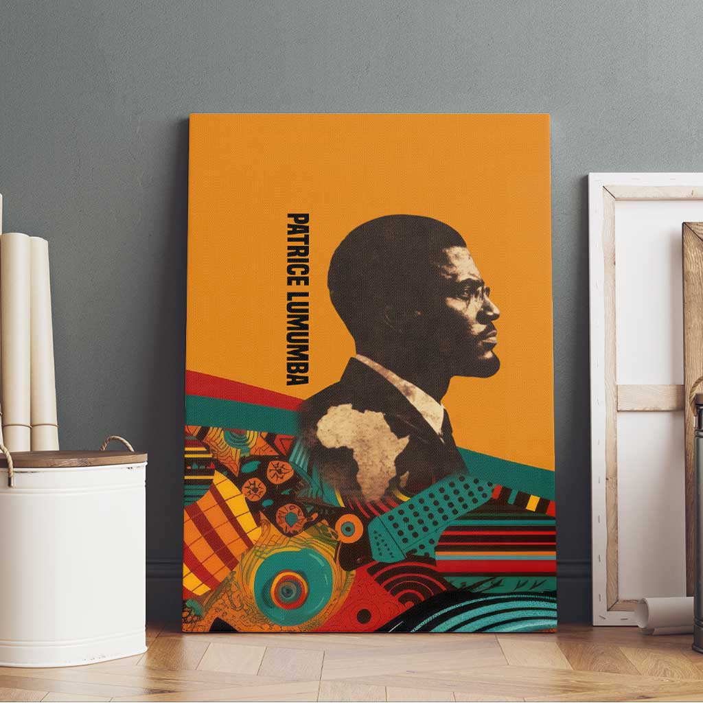 Patrice Lumumba Canvas Wall Art with Profile Portrait and Bold Africa Will Rise Statement - African Pride