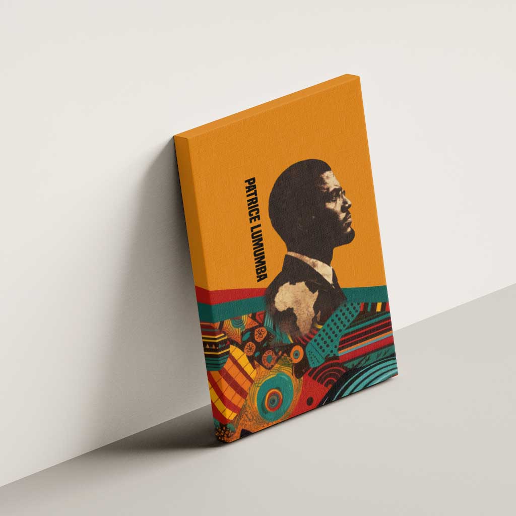 Patrice Lumumba Canvas Wall Art with Profile Portrait and Bold Africa Will Rise Statement - African Pride