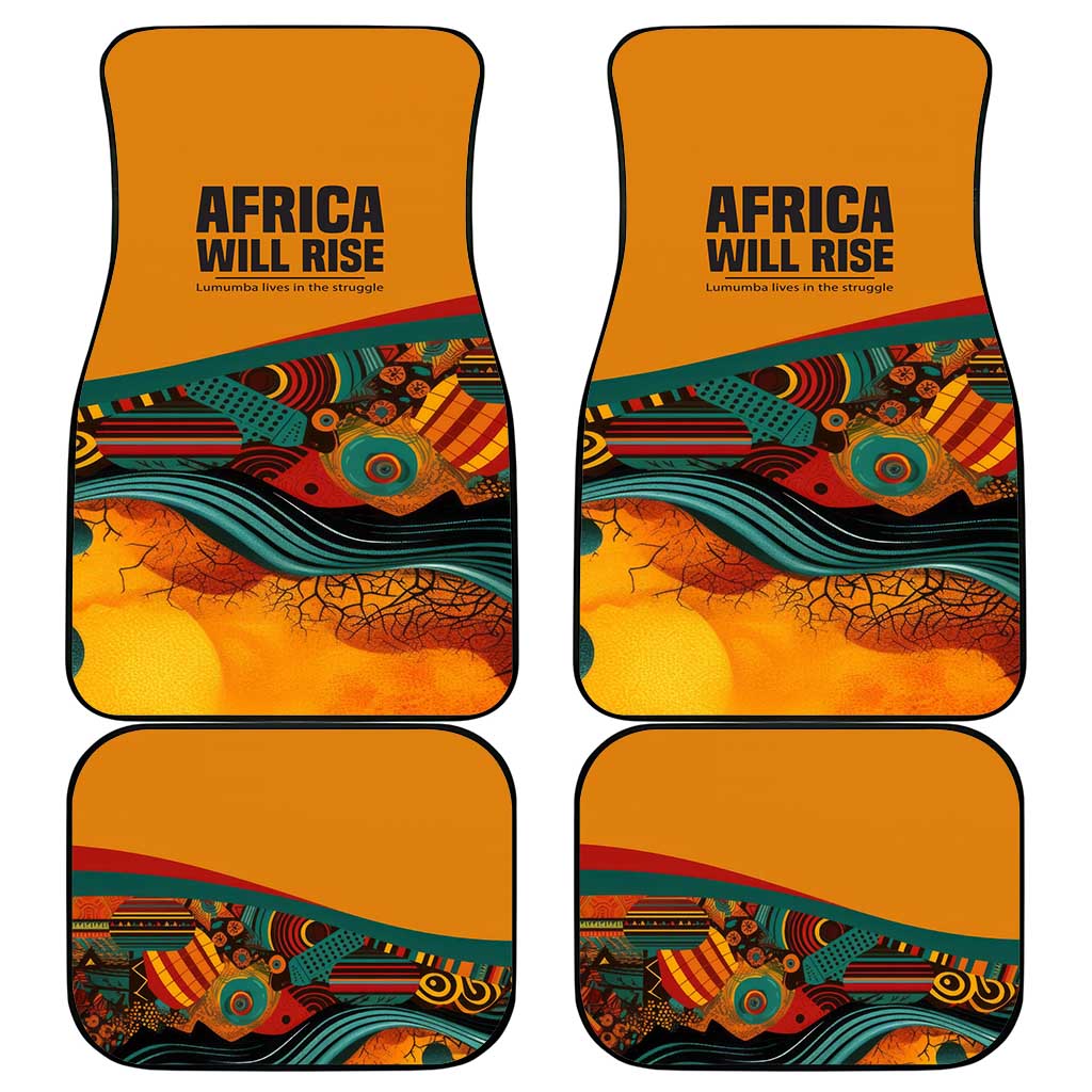 Patrice Lumumba Car Mats with Profile Portrait and Bold Africa Will Rise Statement - African Pride