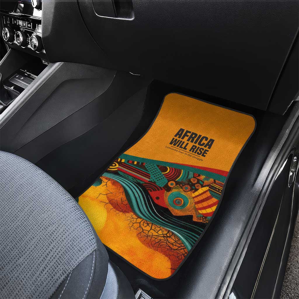 Patrice Lumumba Car Mats with Profile Portrait and Bold Africa Will Rise Statement - African Pride